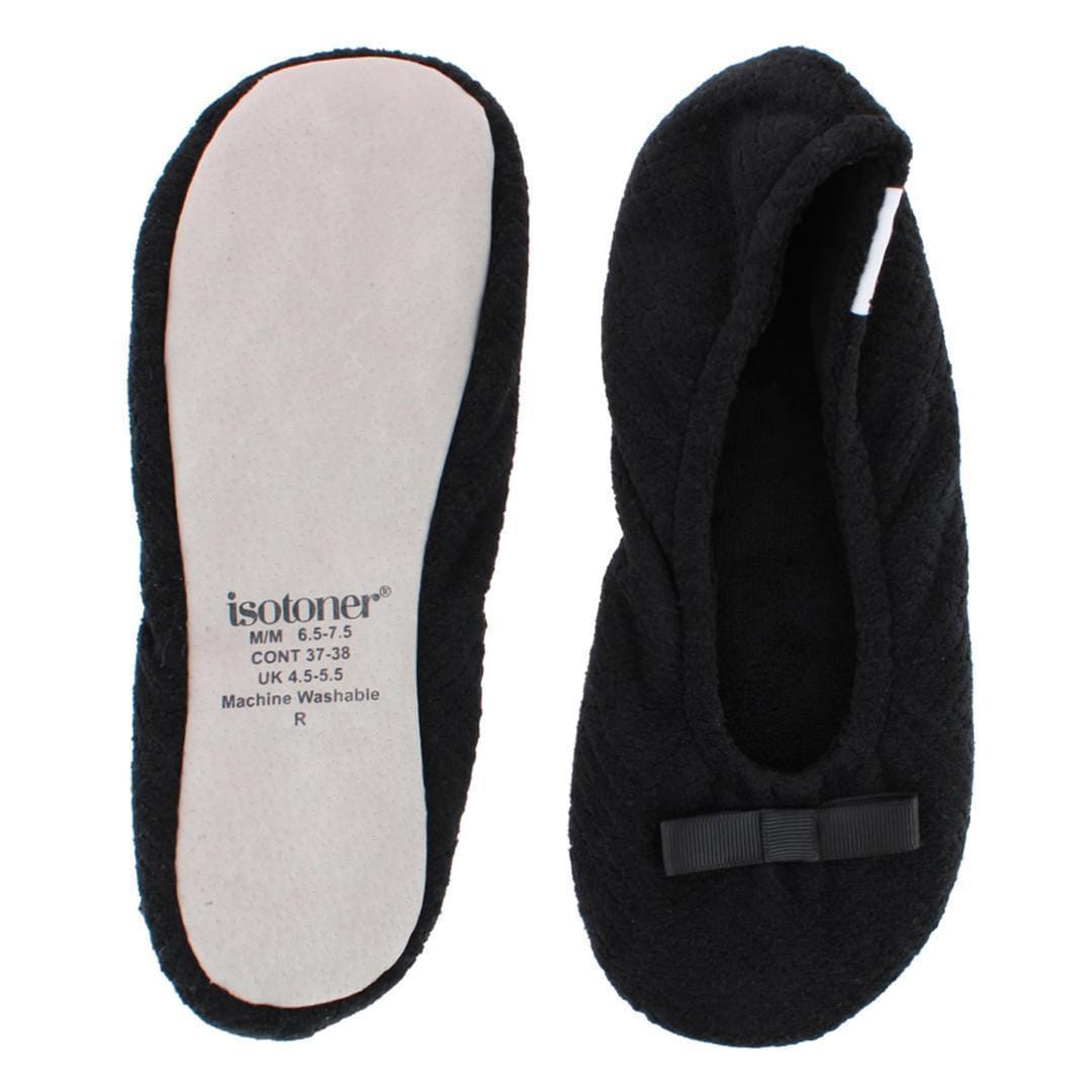 Isotoner Women's Sculpted Microterry Ballerina Slippers - Black