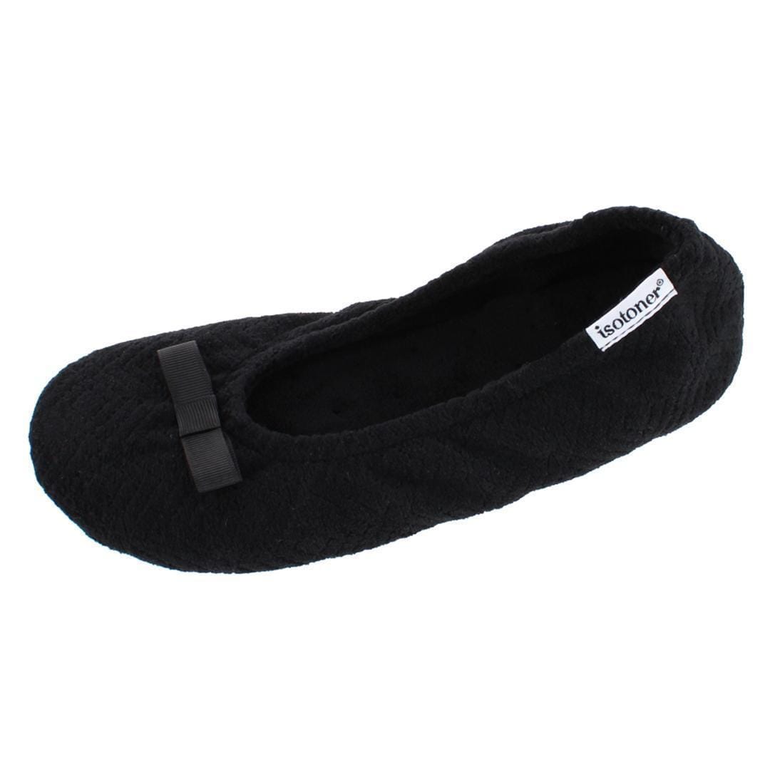 Isotoner Women's Sculpted Microterry Ballerina Slippers - Black