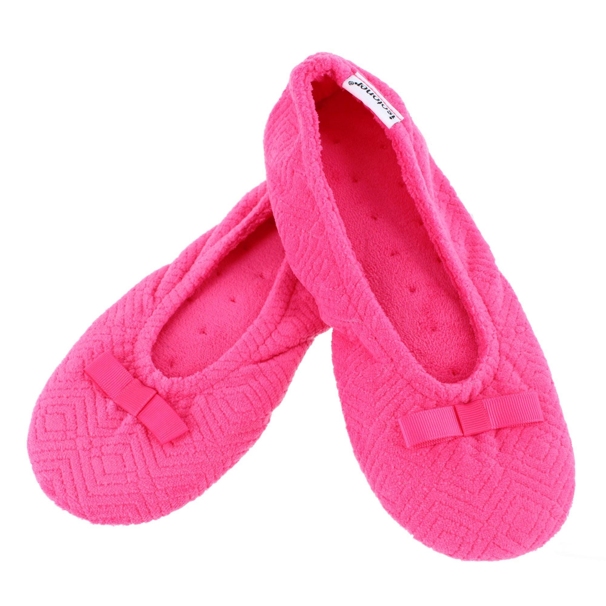 Isotoner Women's Sculpted Microterry Ballerina Slippers - Hot Pink