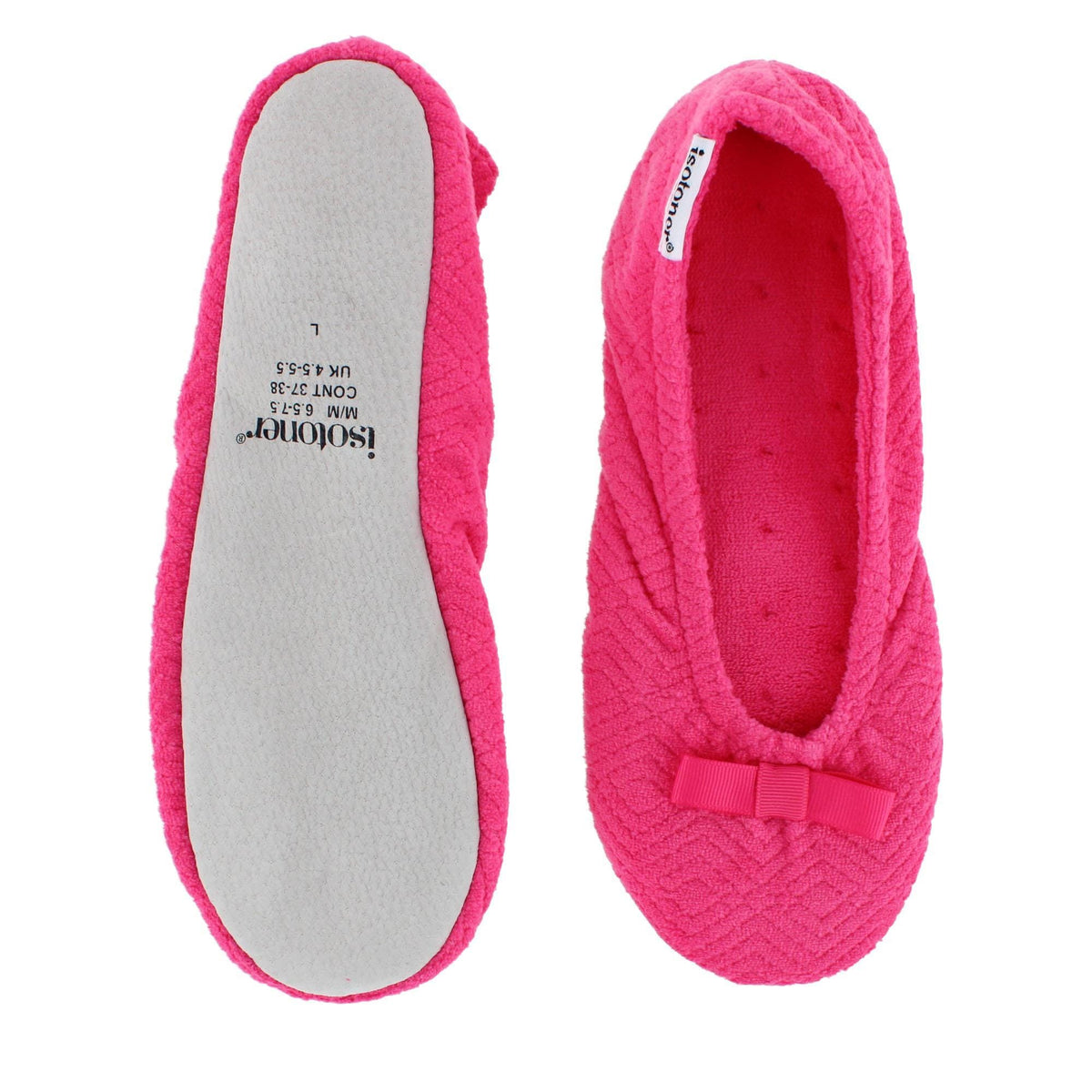 Isotoner Women's Sculpted Microterry Ballerina Slippers - Hot Pink