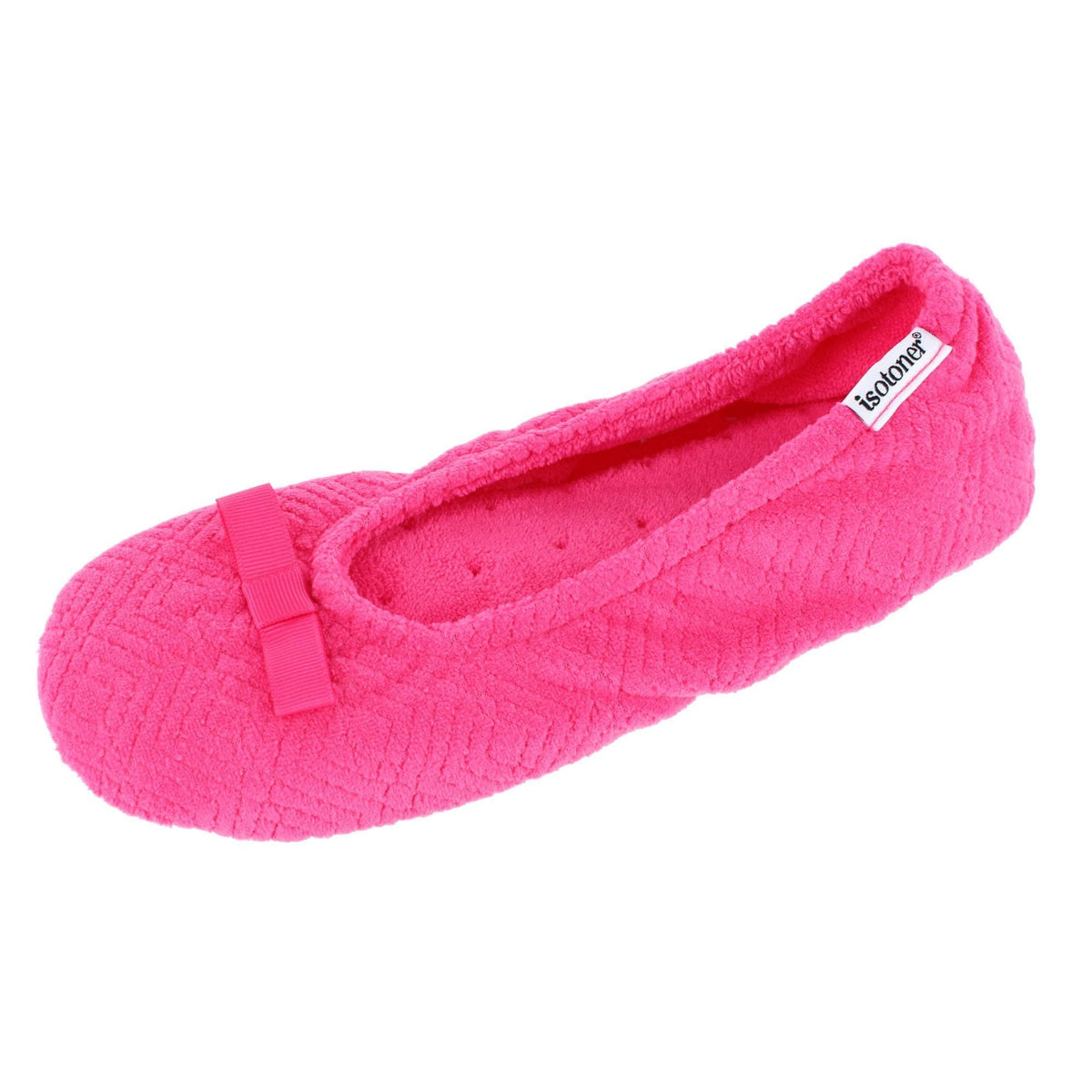 Isotoner Women's Sculpted Microterry Ballerina Slippers - Hot Pink