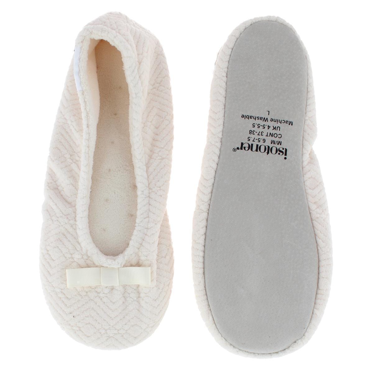 Isotoner Women's Sculpted Microterry Ballerina Slippers - Ivory