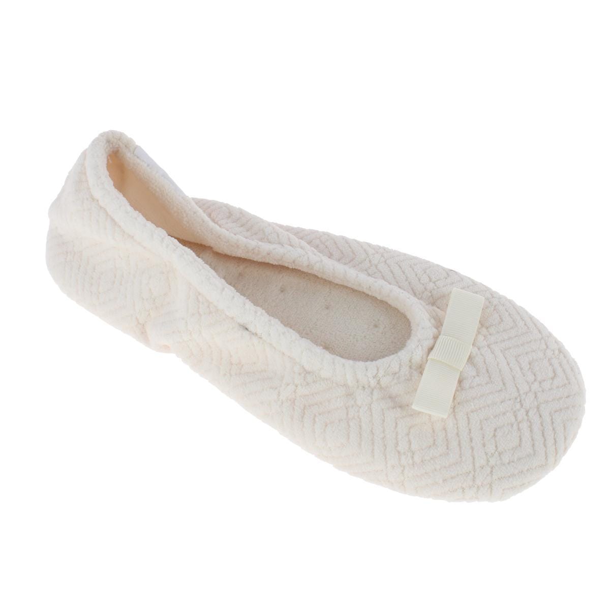 Isotoner Women's Sculpted Microterry Ballerina Slippers - Ivory