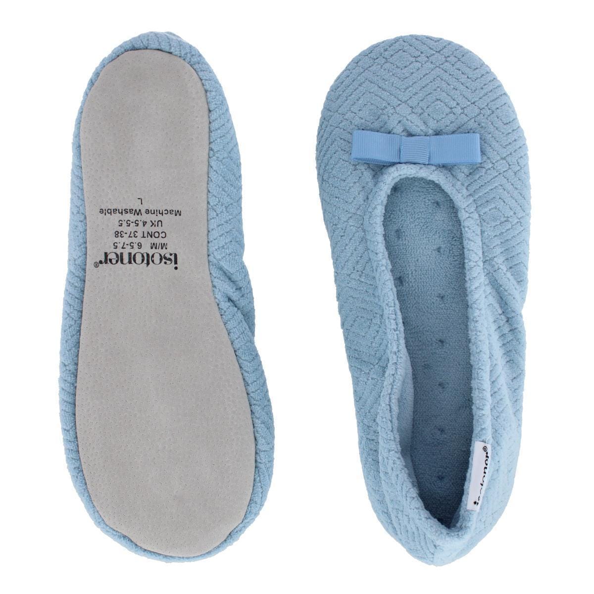 Isotoner Women's Sculpted Microterry Ballerina Slippers - Blue Fog