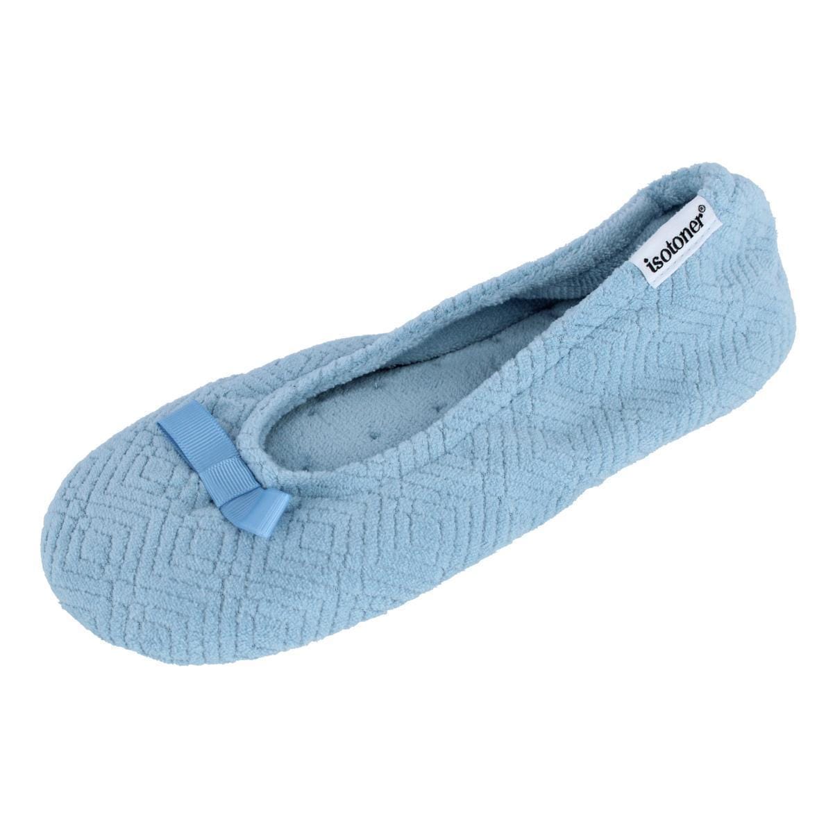 Isotoner Women's Sculpted Microterry Ballerina Slippers - Blue Fog