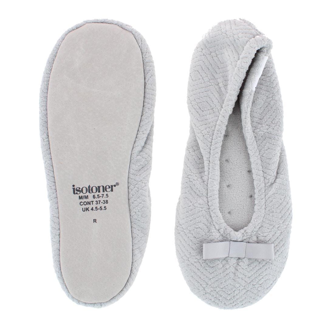 Isotoner Women's Sculpted Microterry Ballerina Slippers - Light Grey