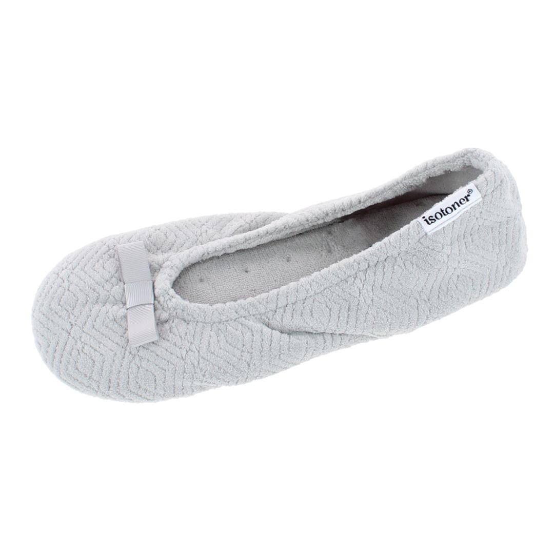 Isotoner Women's Sculpted Microterry Ballerina Slippers - Light Grey