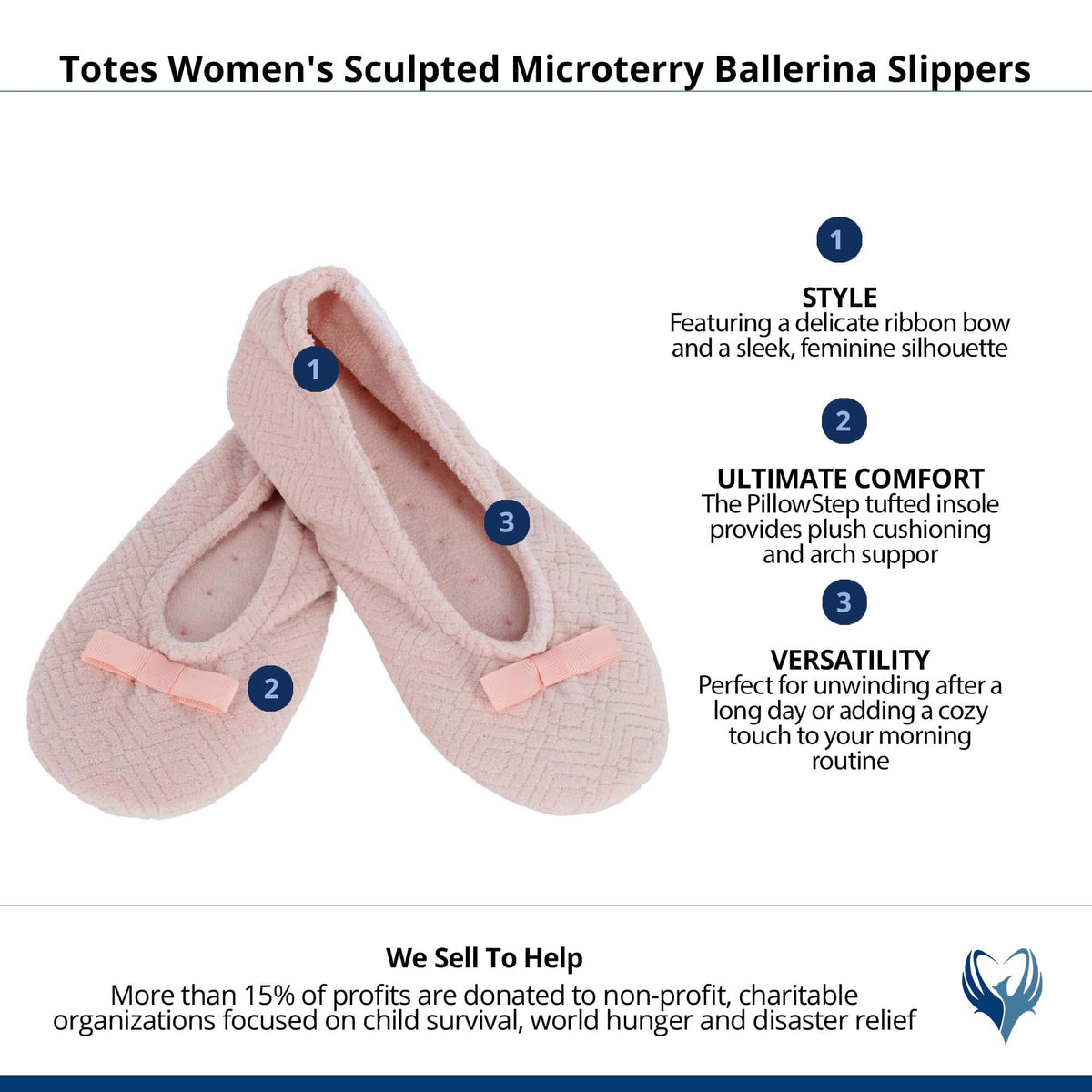 Isotoner Women's Sculpted Microterry Ballerina Slippers - Evening Sand