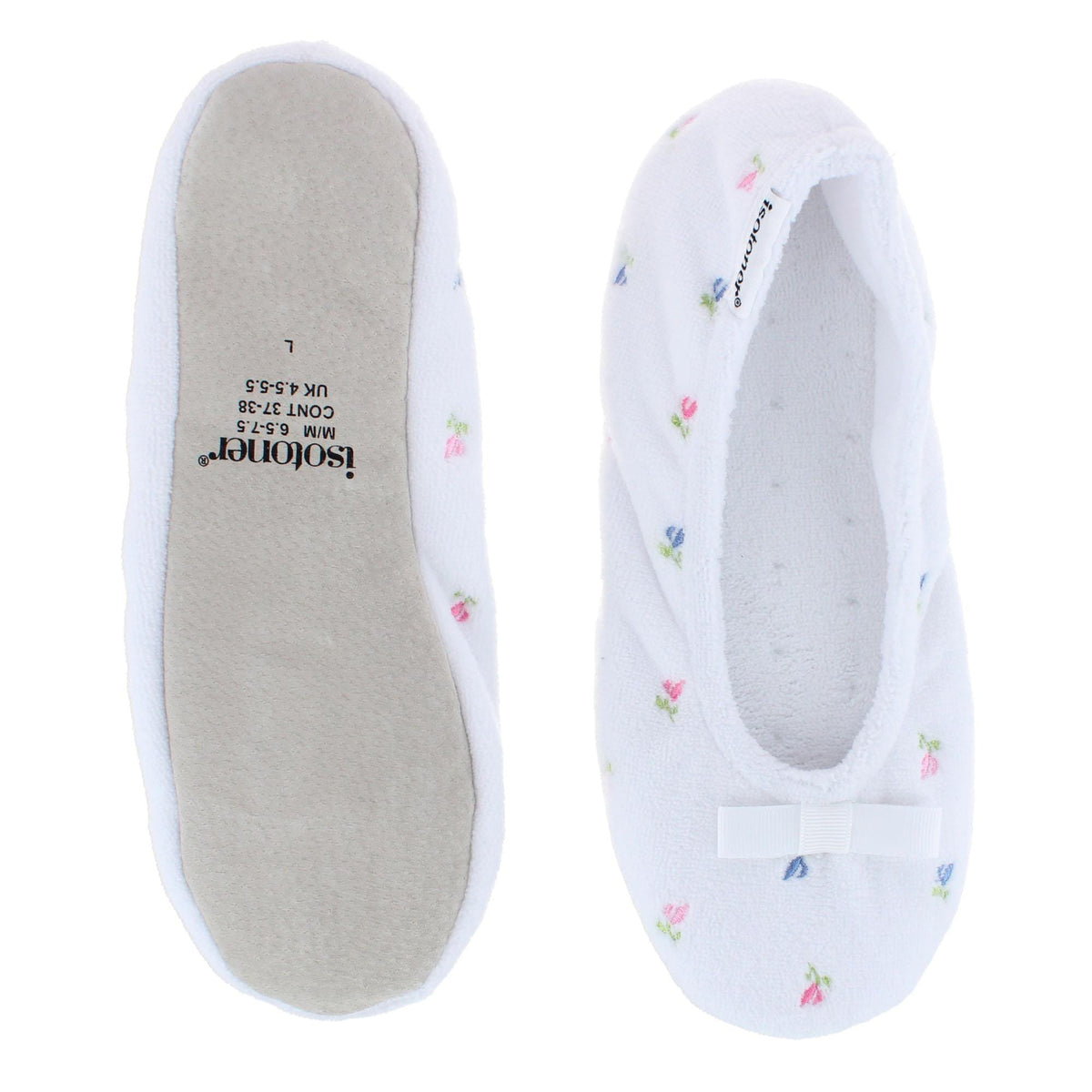 Isotoner Women's Sculpted Microterry Ballerina Slippers - White