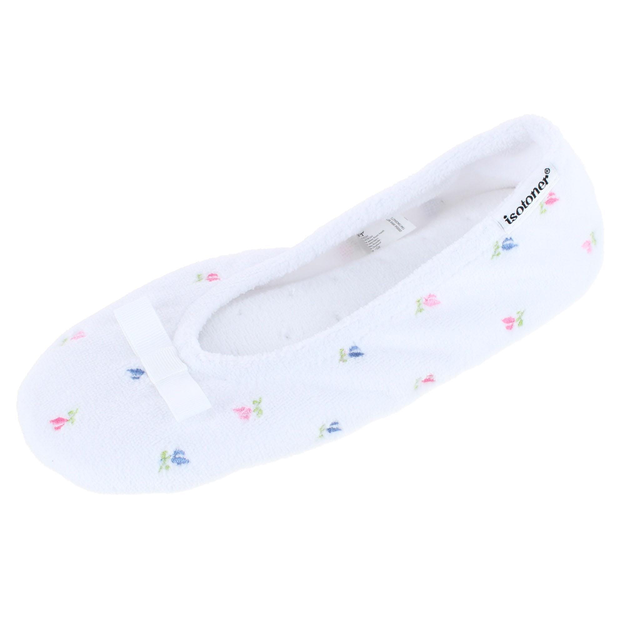 Isotoner Women's Sculpted Microterry Ballerina Slippers - White