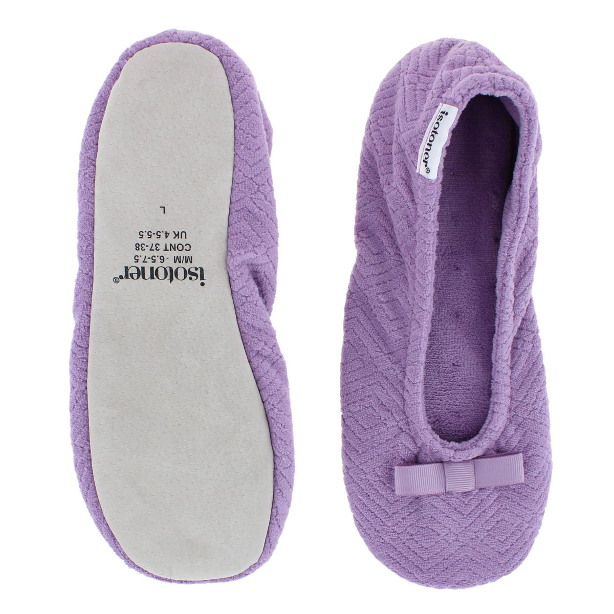 Isotoner Women's Sculpted Microterry Ballerina Slippers - Wisteria