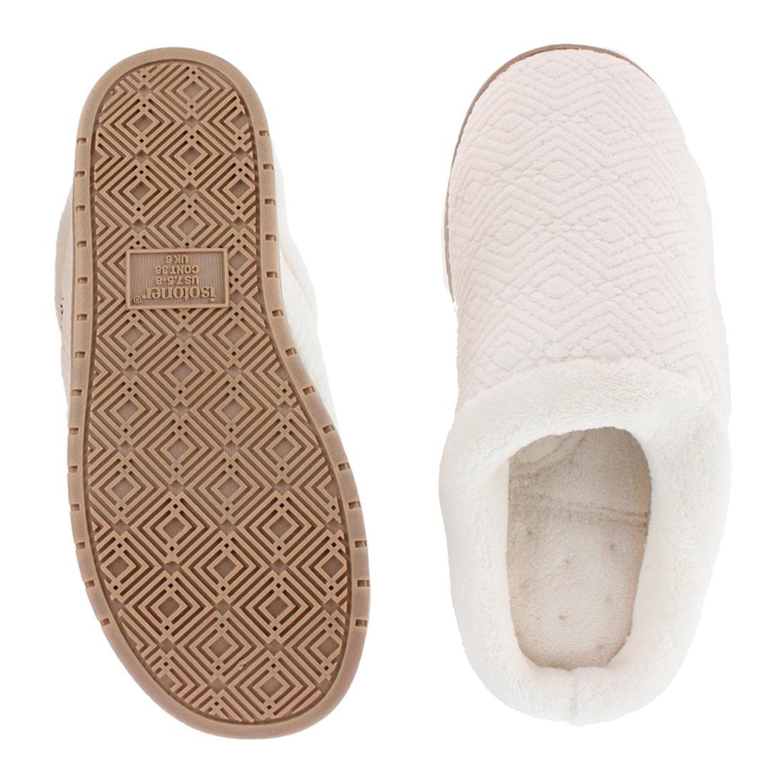 Isotoner Women's Sculpted Microterry Hoodback Clog Slippers - Ivory