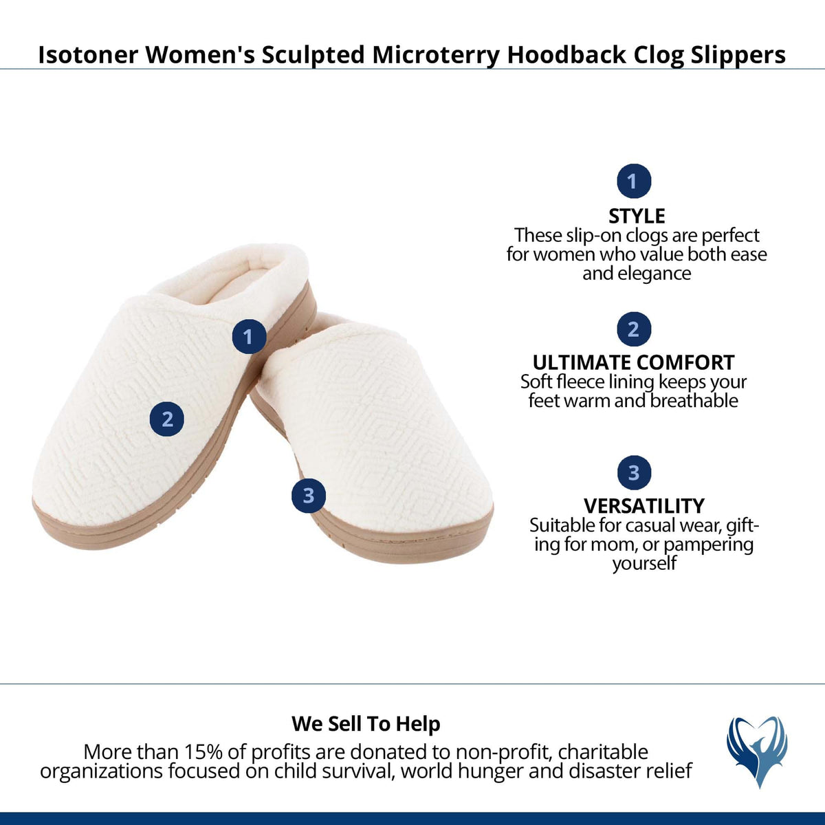 Isotoner Women's Sculpted Microterry Hoodback Clog Slippers - Ivory
