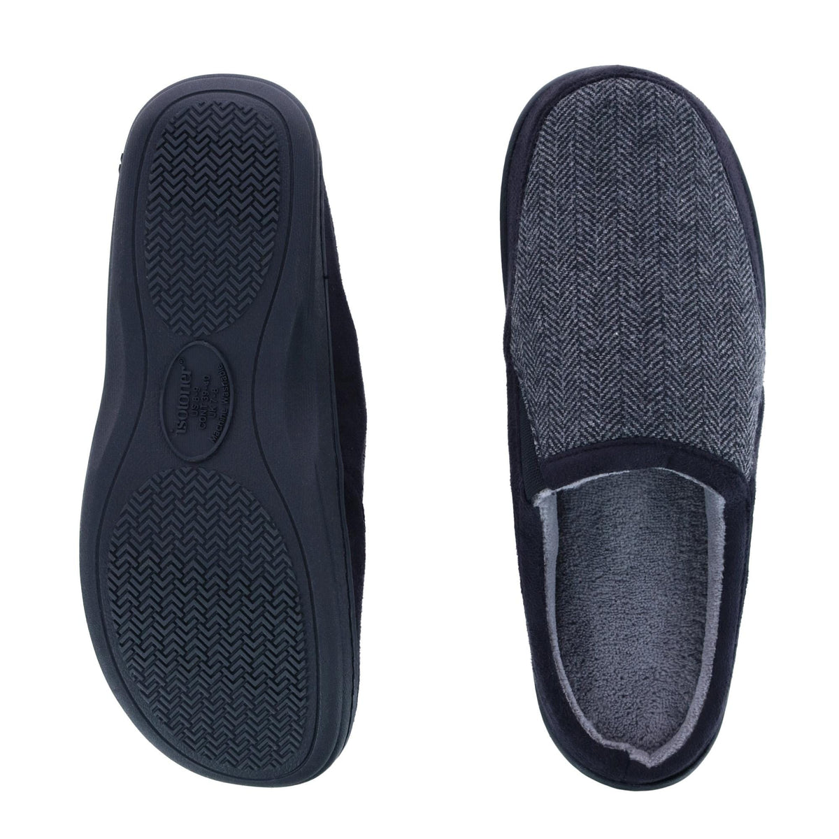 Isotoner Men's Herringbone Logan Hoodback Slipper - Black