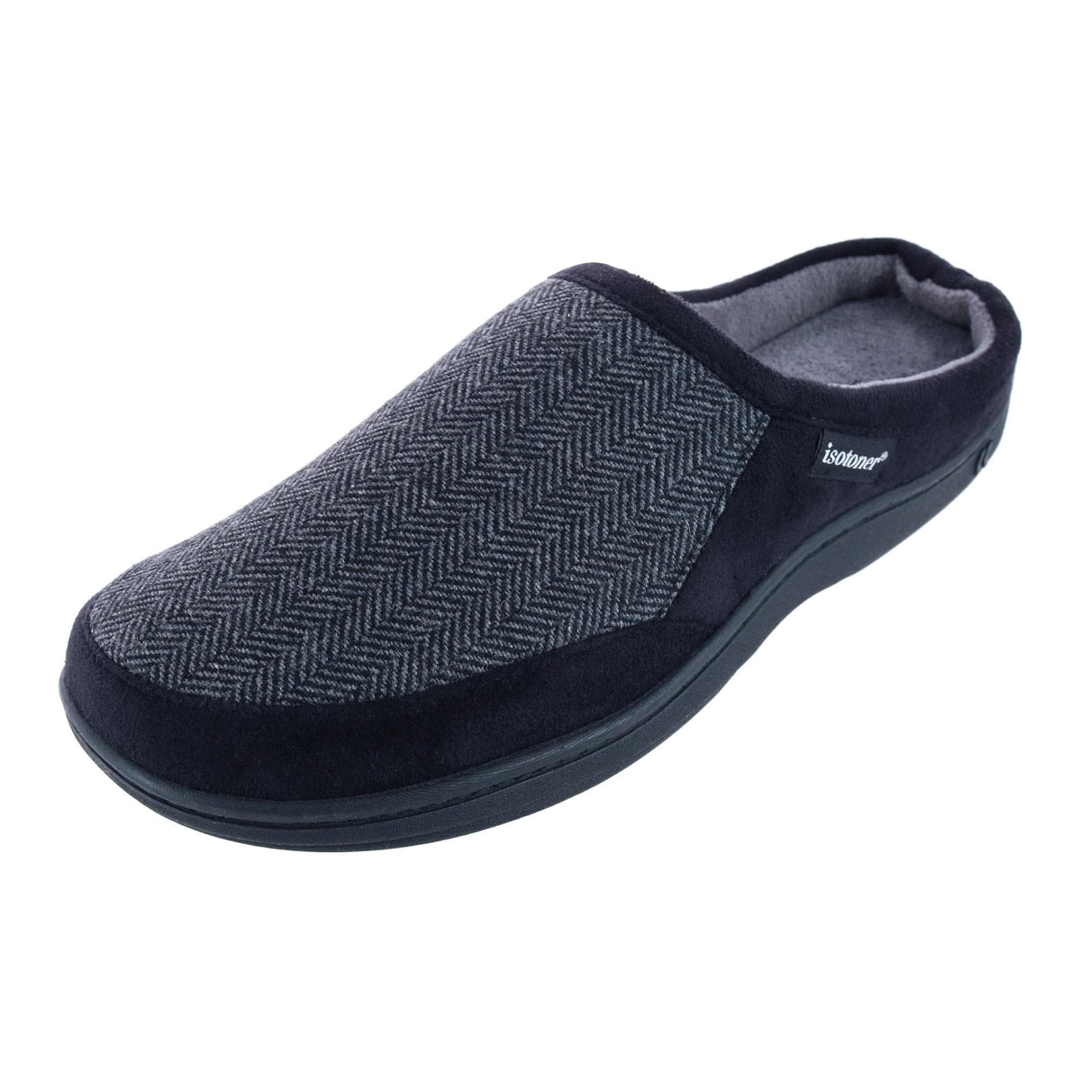 Isotoner Men's Herringbone Logan Hoodback Slipper - Men's Herringbone Logan Hoodback Slipper