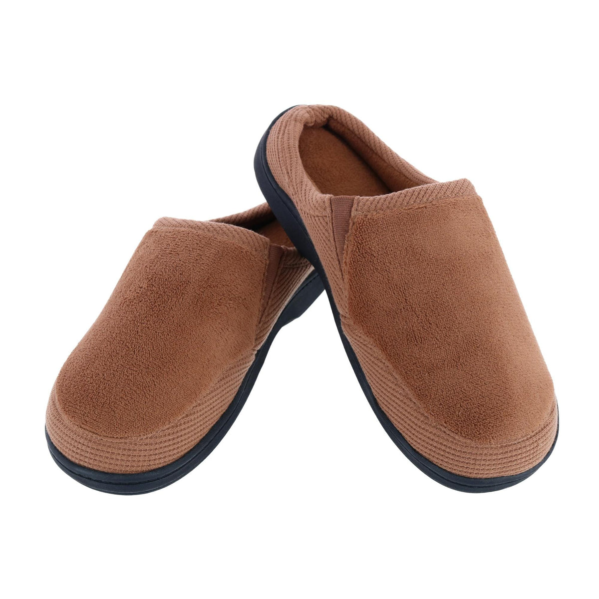 Isotoner Men's Microterry and Waffle Travis Hoodback Slipper - Cognac
