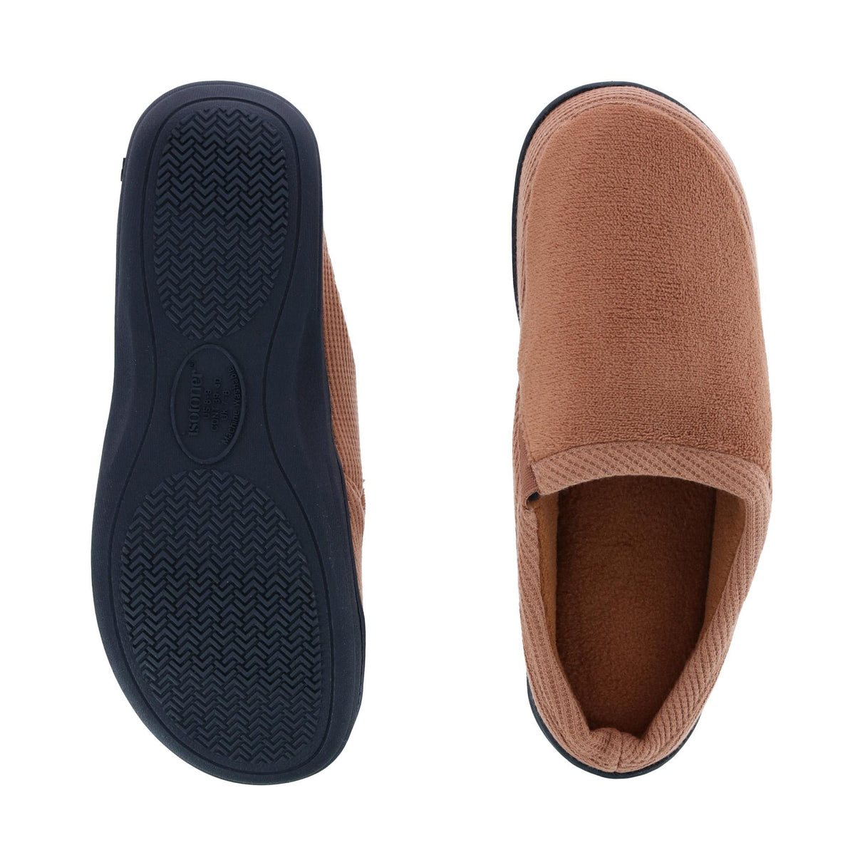 Isotoner Men's Microterry and Waffle Travis Hoodback Slipper - Cognac