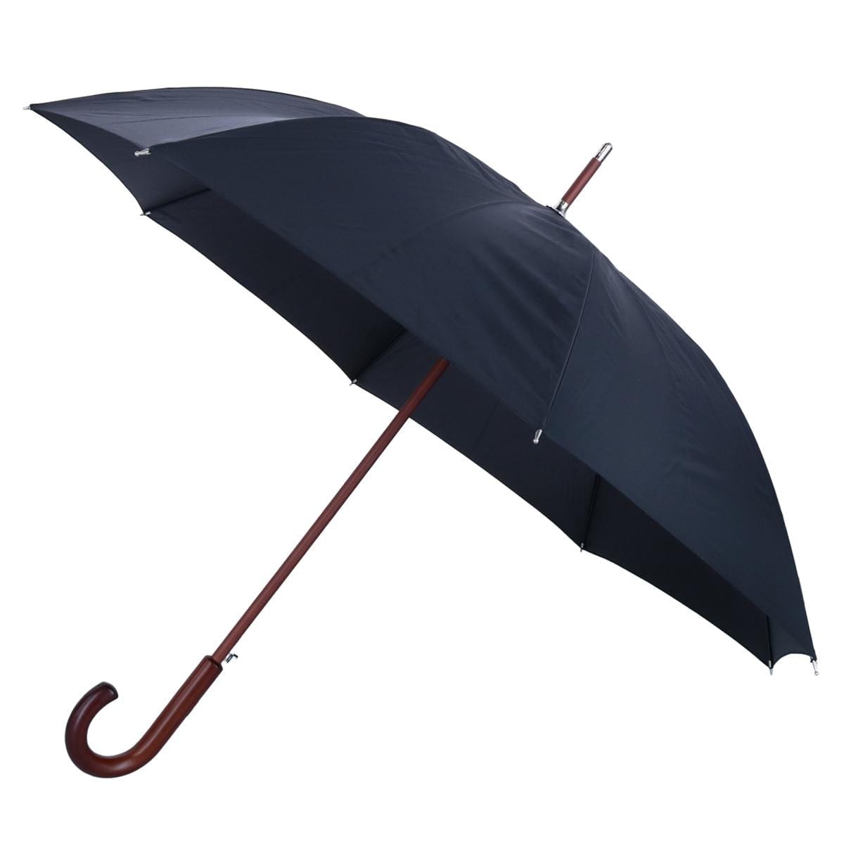 Totes Adult Stately Auto-Open Wooden Stick Umbrella - Black