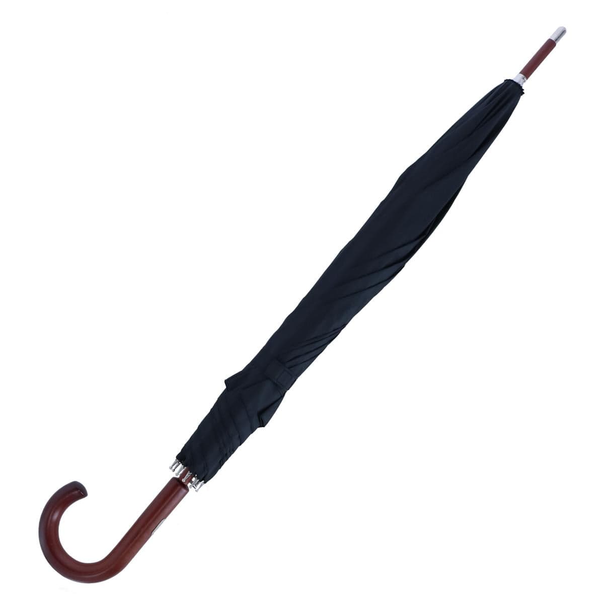 Totes Adult Stately Auto-Open Wooden Stick Umbrella - Black