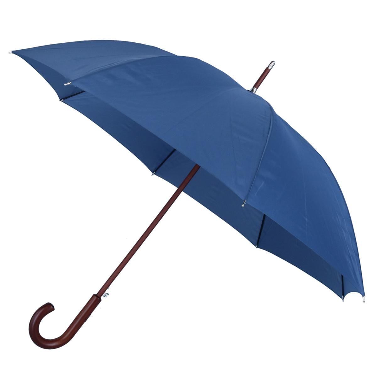 Totes Adult Stately Auto-Open Wooden Stick Umbrella - Steel Blue