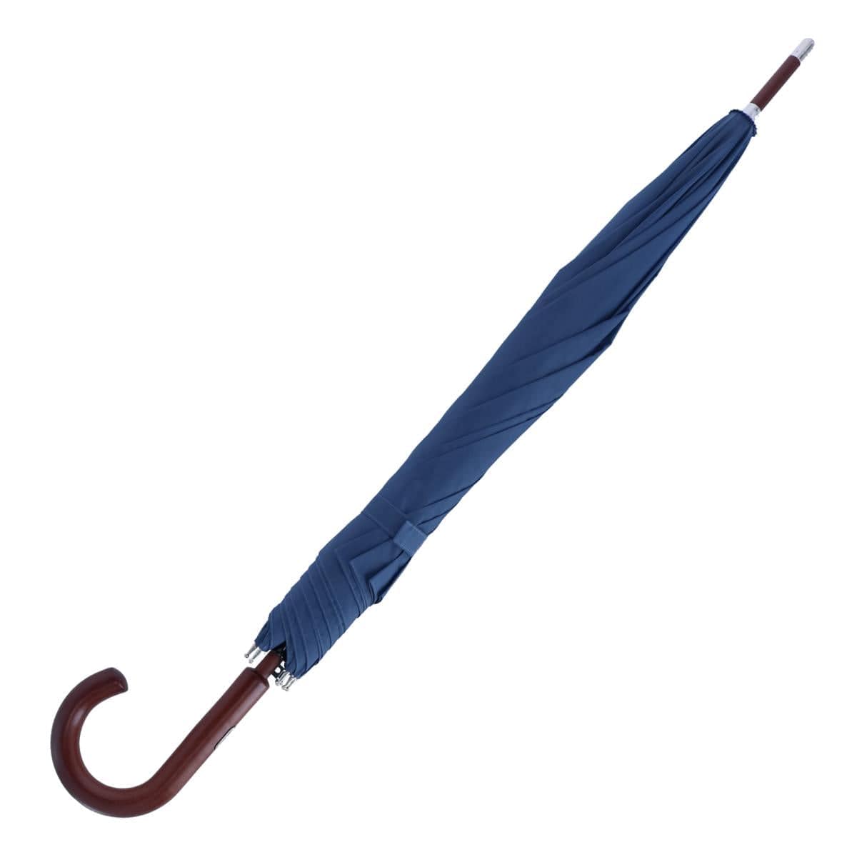 Totes Adult Stately Auto-Open Wooden Stick Umbrella - Steel Blue