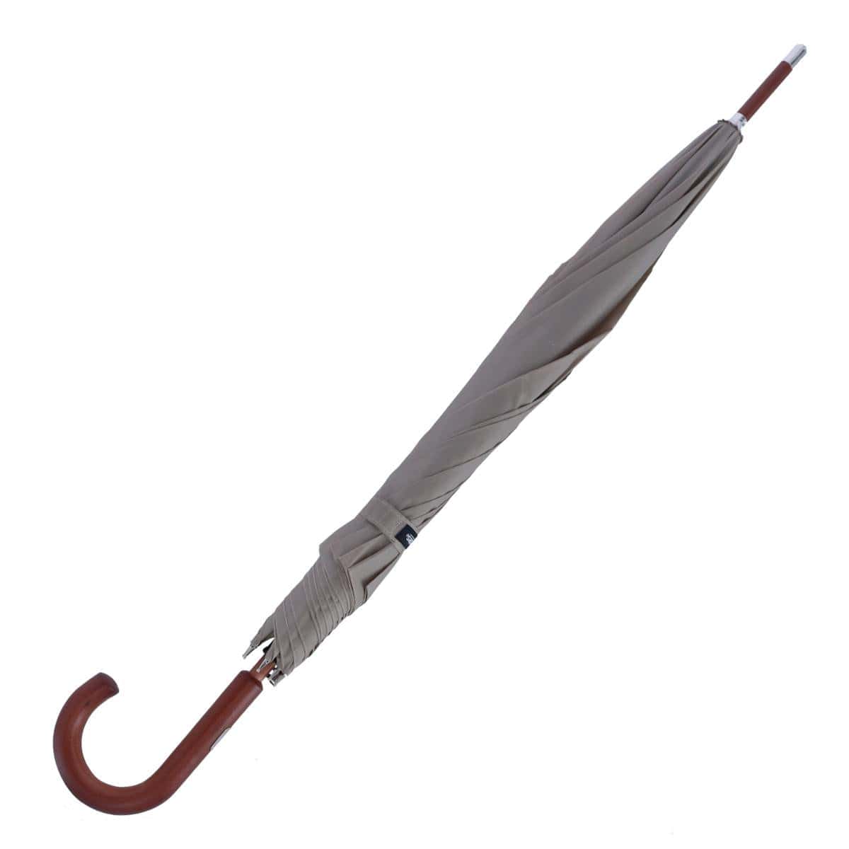 Totes Adult Stately Auto-Open Wooden Stick Umbrella - British Tan