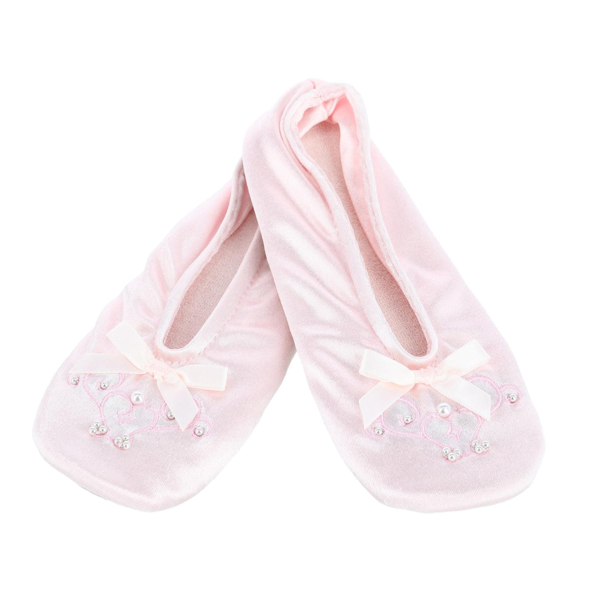 Isotoner Girl's Satin Pearl Ballerina Slippers - Pale Pink