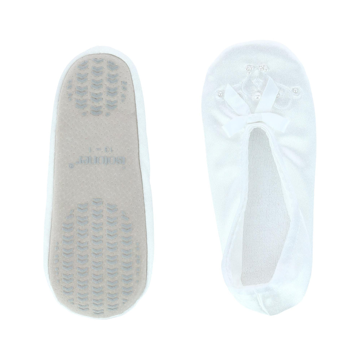 Isotoner Girl's Satin Pearl Ballerina Slippers - White