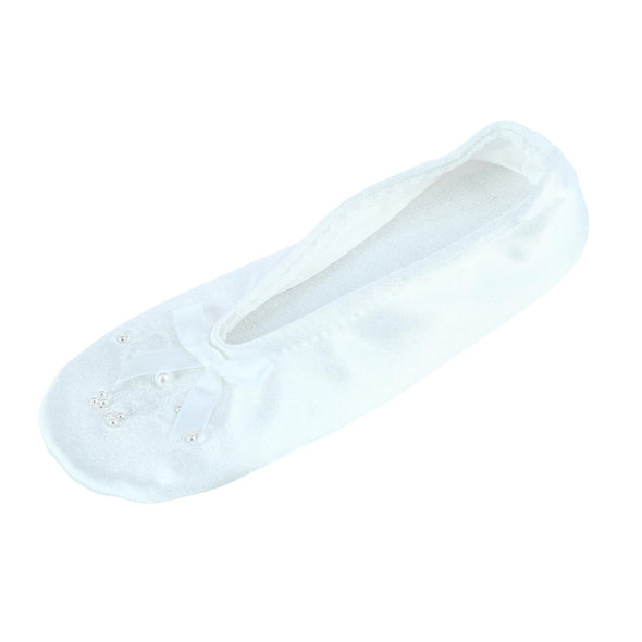 Girl's Satin Pearl Ballerina Slippers