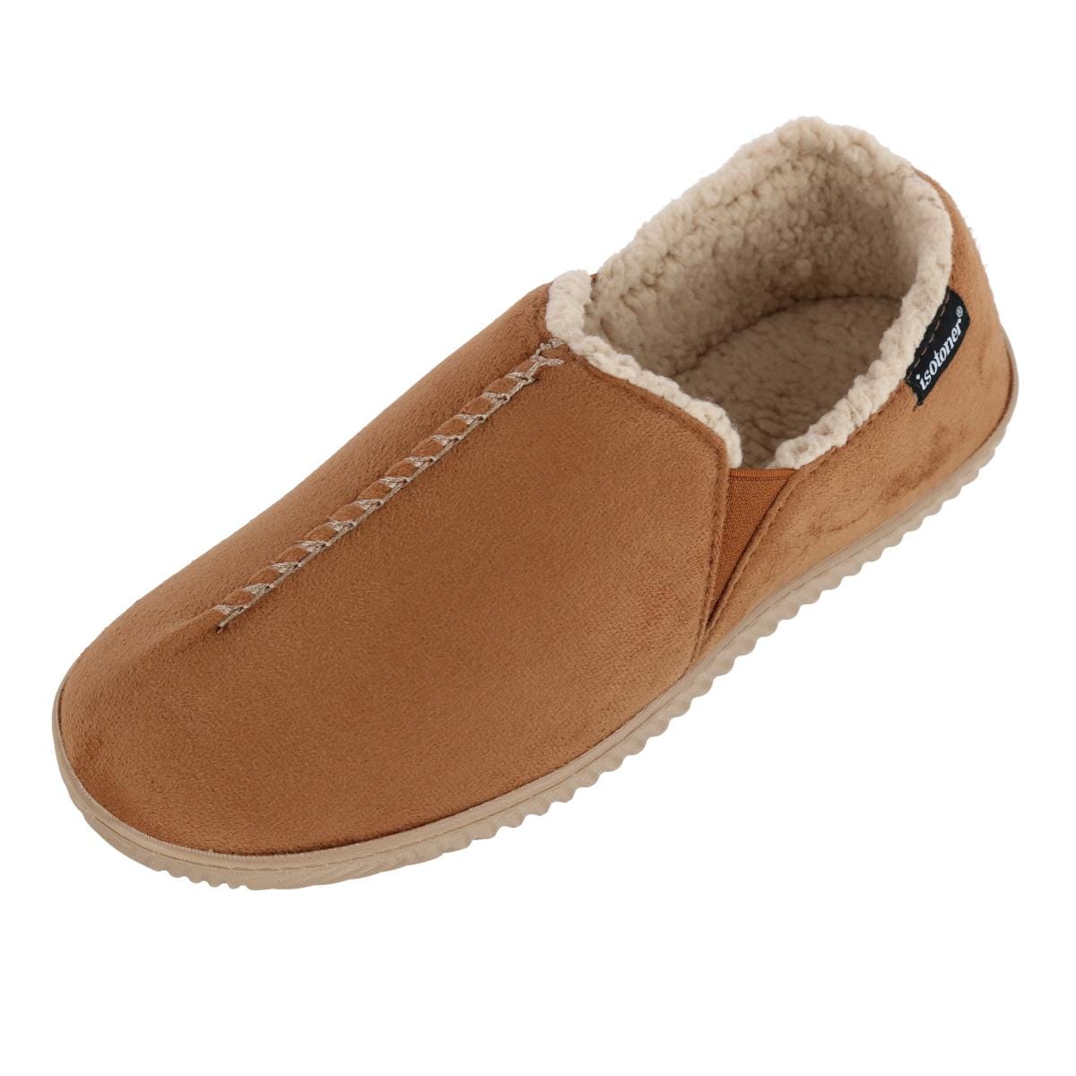 Isotoner Men's Recycled Microsuede Liam Closed Back Slipper - Cognac