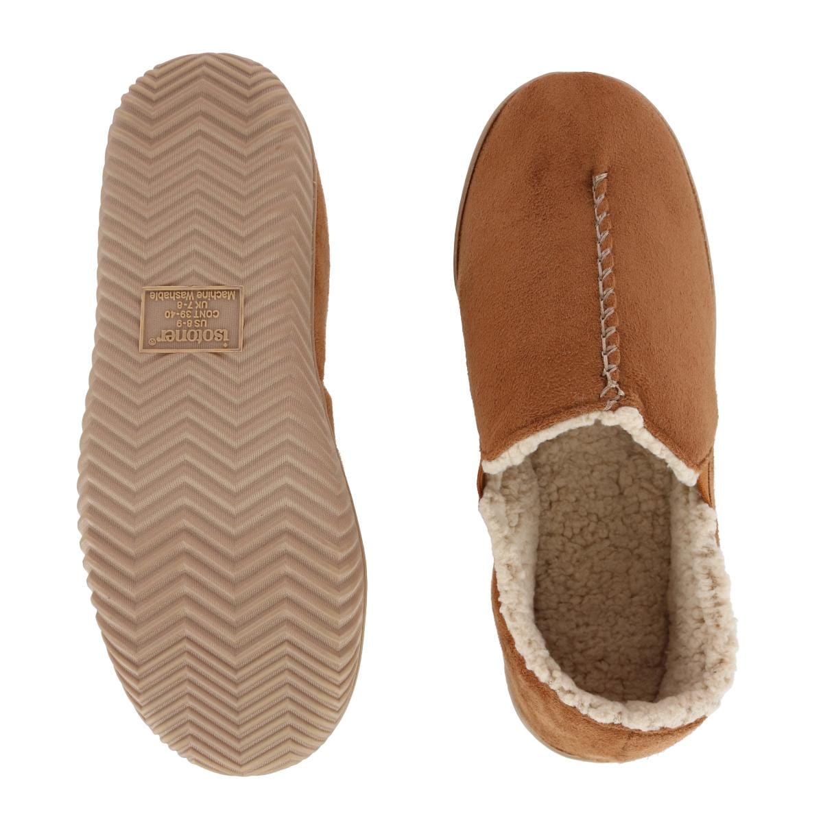 Isotoner Men's Recycled Microsuede Liam Closed Back Slipper - Cognac