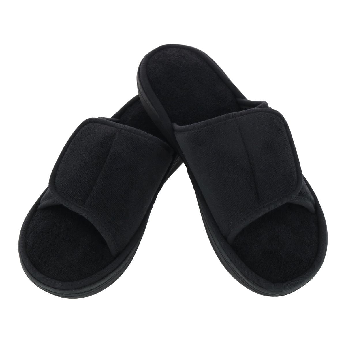 Isotoner Men's Microterry Trevor Adjustable Slide Slipper - Black
