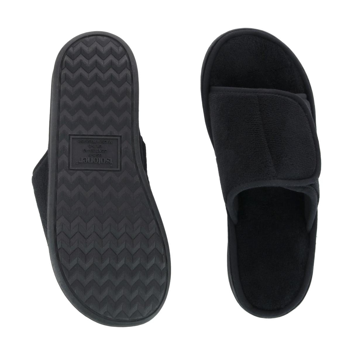 Isotoner Men's Microterry Trevor Adjustable Slide Slipper - Black