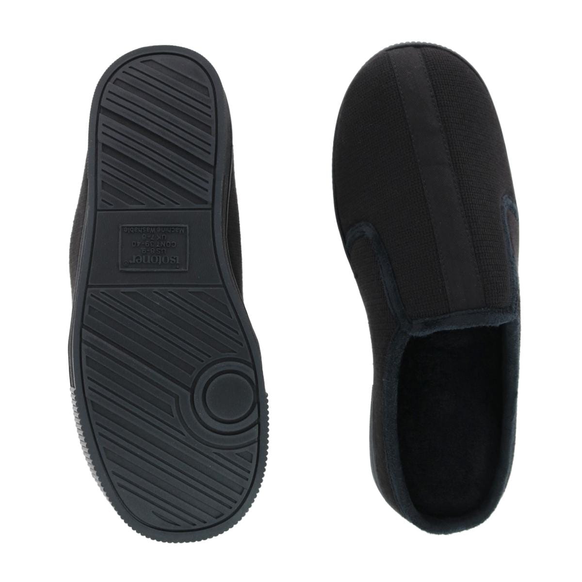 Isotoner Men's Textured Knit Kai Hoodback Slipper - Black