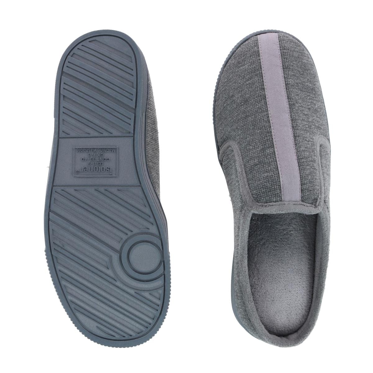 Isotoner Men's Textured Knit Kai Hoodback Slipper - Dark Charcoal