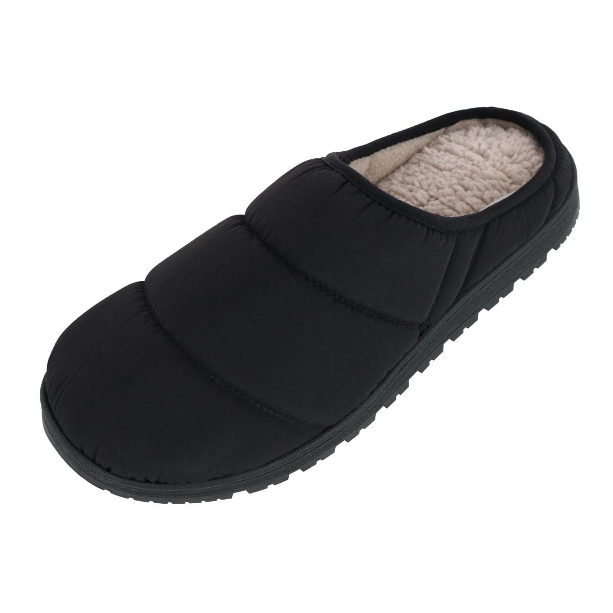 Isotoner Men's Crinkled Tech Puffer Hoodback Slipper - Black