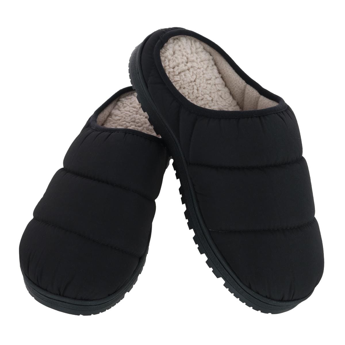 Isotoner Men's Crinkled Tech Puffer Hoodback Slipper - Black