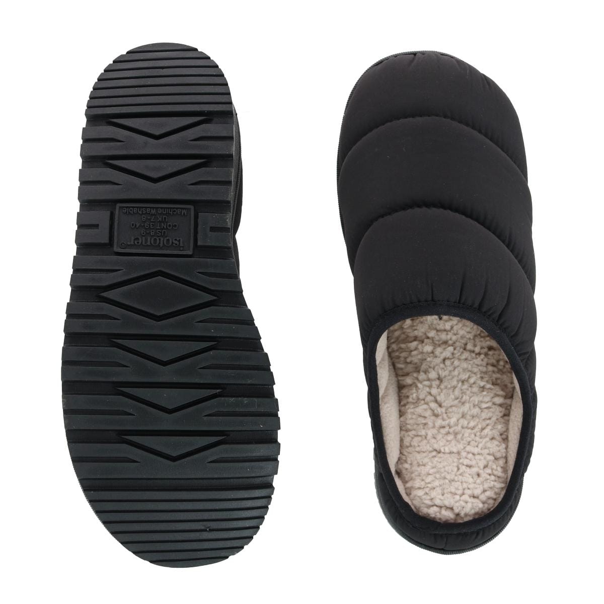 Isotoner Men's Crinkled Tech Puffer Hoodback Slipper - Black