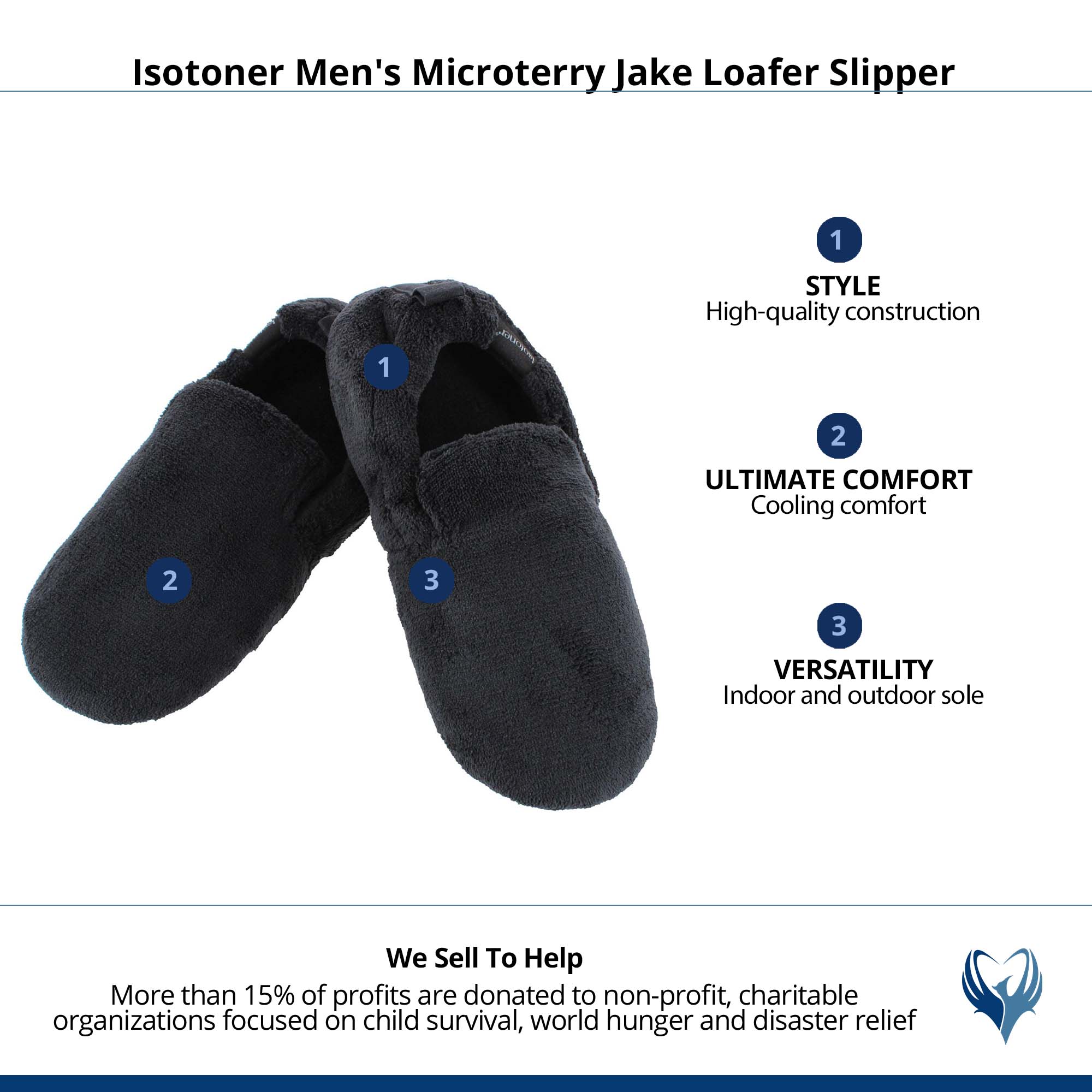 Isotoner Men's Microterry Jake Loafer Slipper - Black