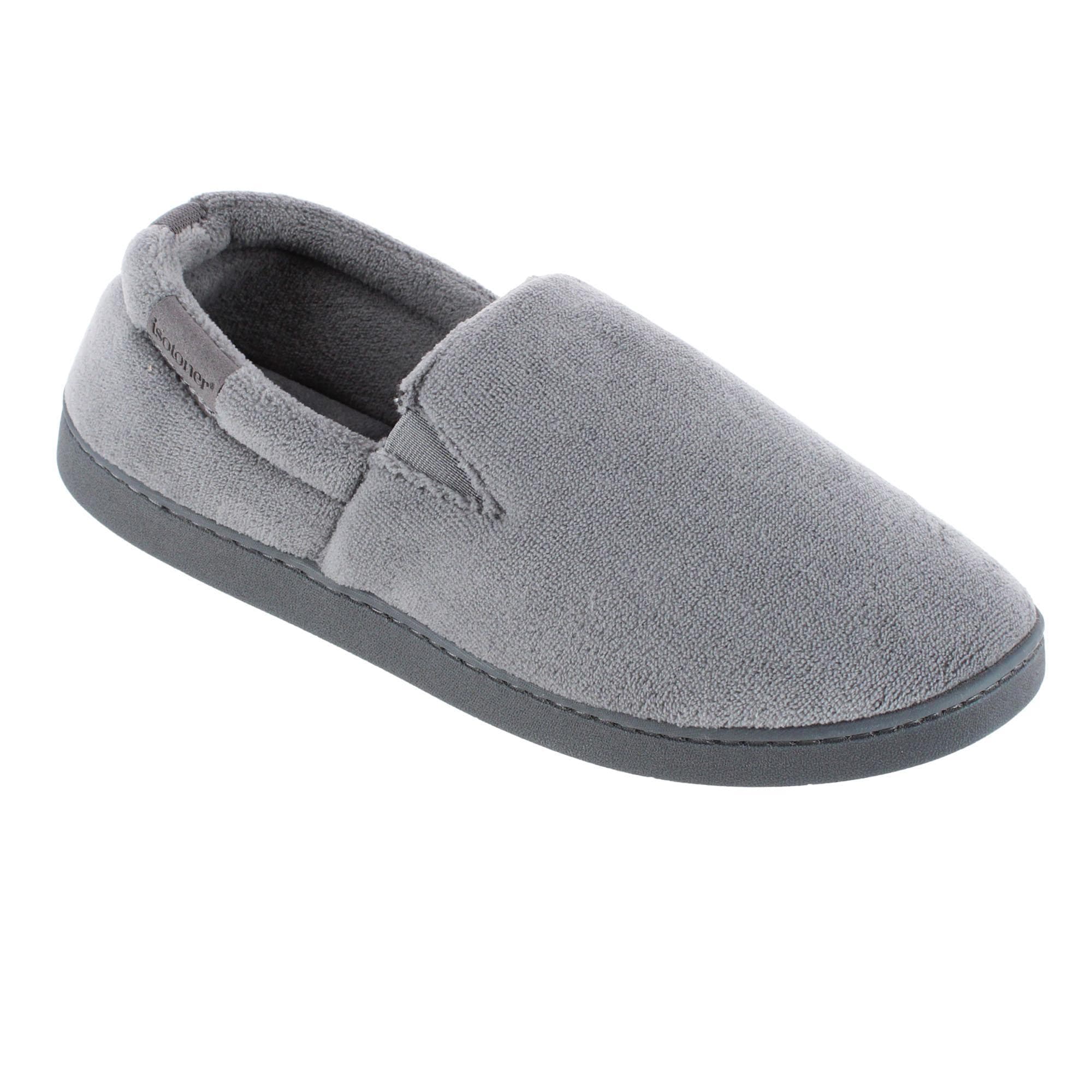 Isotoner Men's Microterry Jake Closed-Back Slippers - Ash