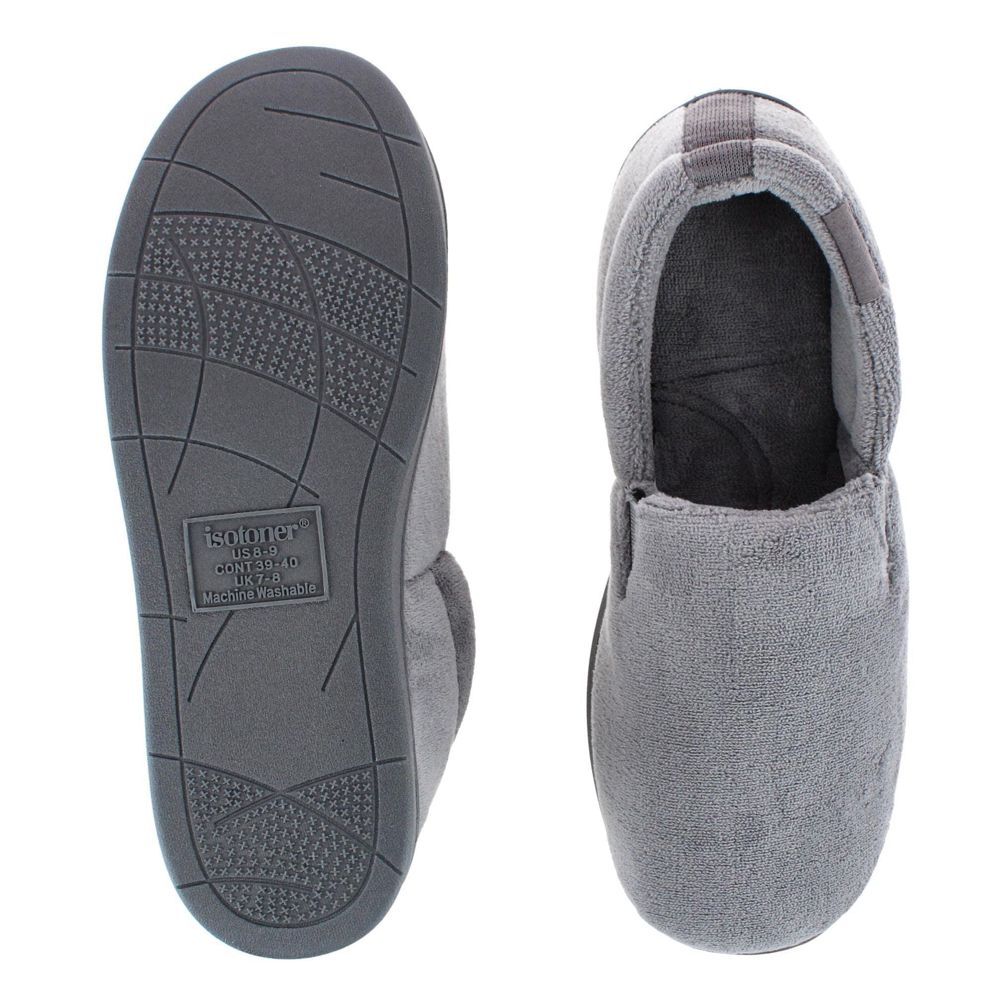 Isotoner Men's Microterry Jake Closed-Back Slippers - Ash