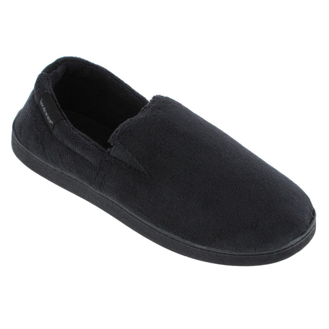Isotoner Men's Microterry Jake Closed-Back Slippers - Black