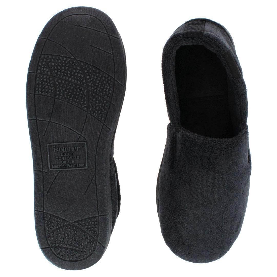 Isotoner Men's Microterry Jake Closed-Back Slippers - Black