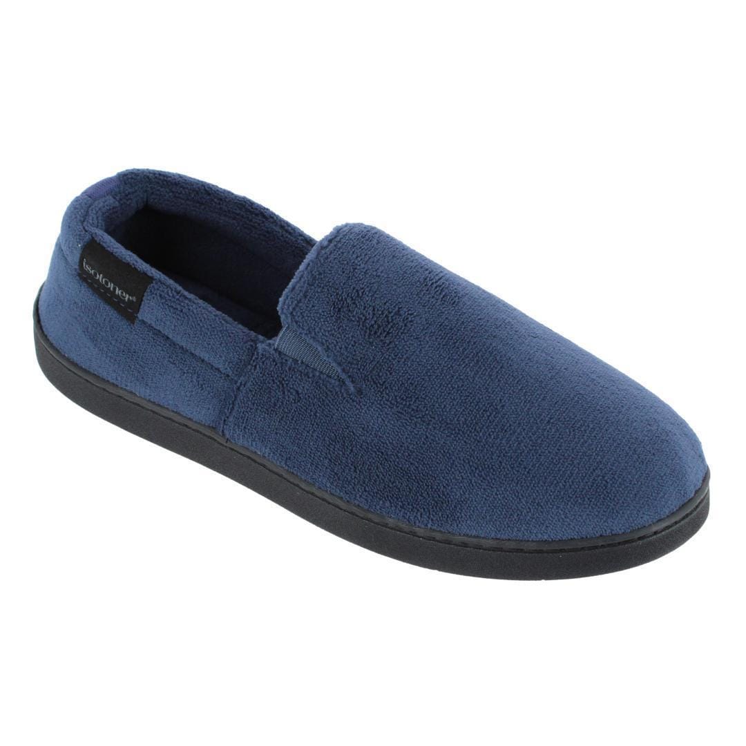 Isotoner Men's Microterry Jake Closed-Back Slippers - Navy Blue