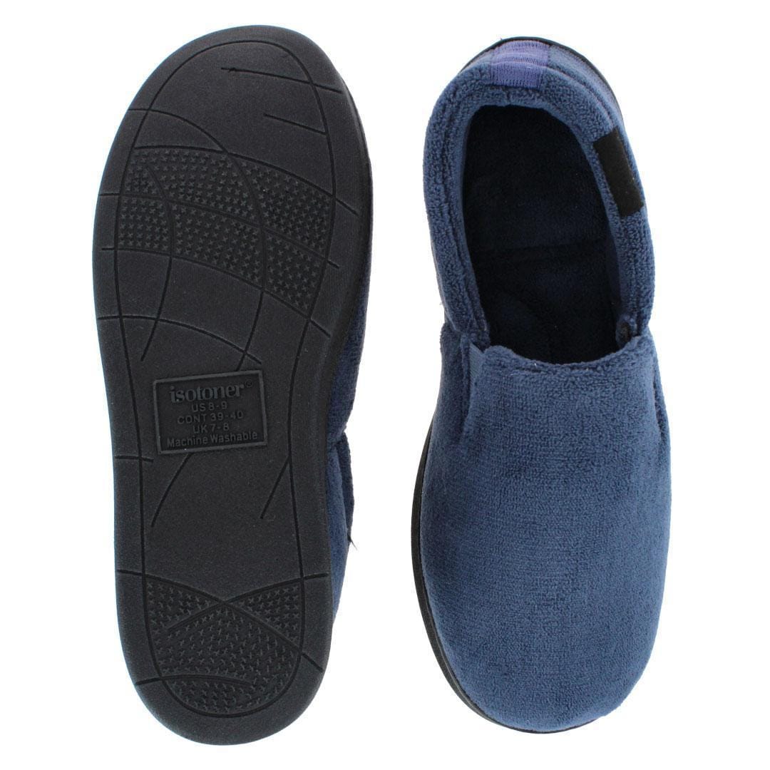 Isotoner Men's Microterry Jake Closed-Back Slippers - Navy Blue