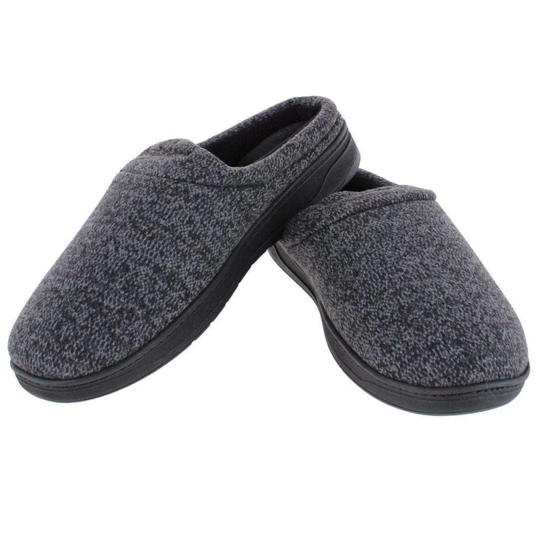 Isotoner Men's Heathered Knit Brady Hoodback Slipper - Black