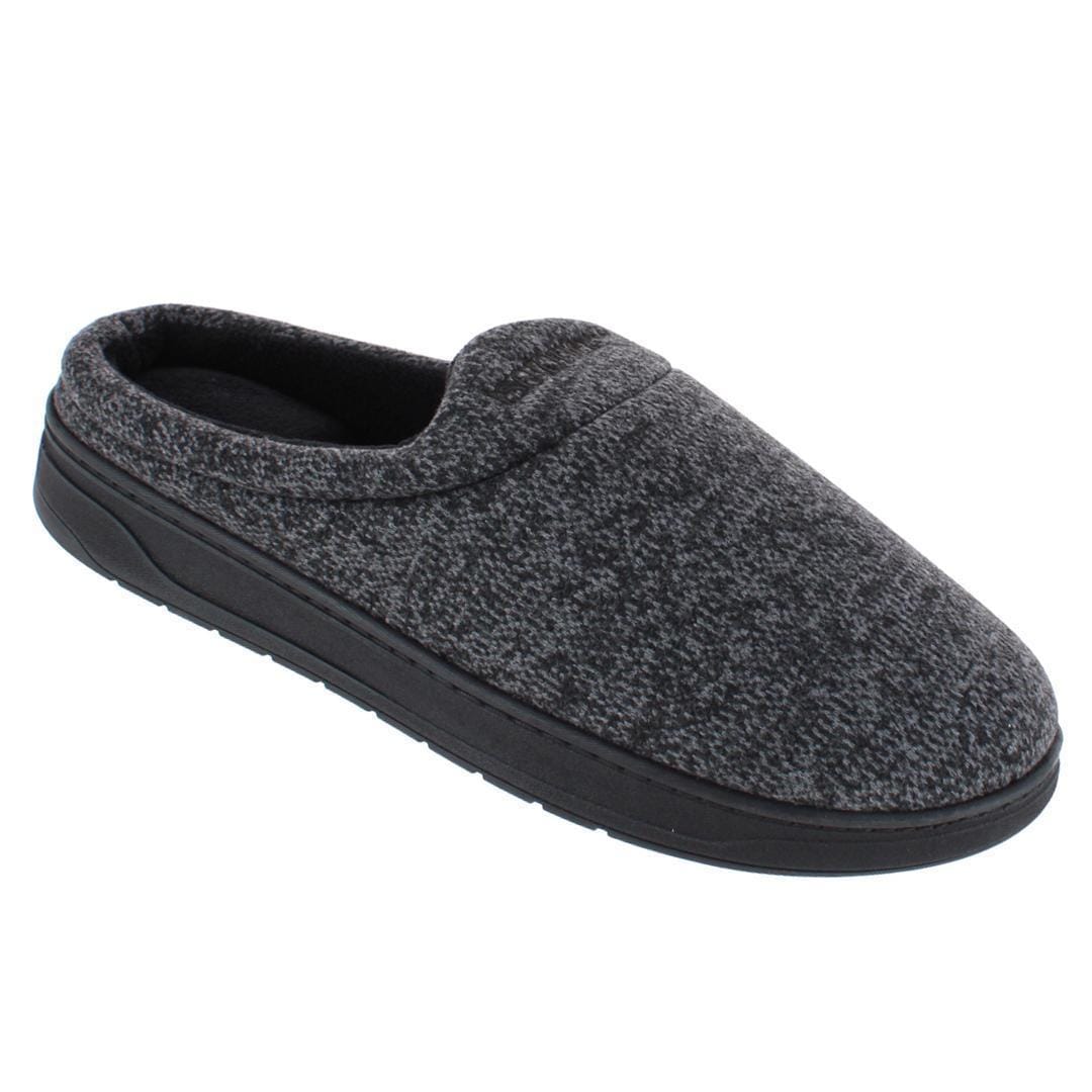 Isotoner Men's Heathered Knit Brady Hoodback Slipper - Black