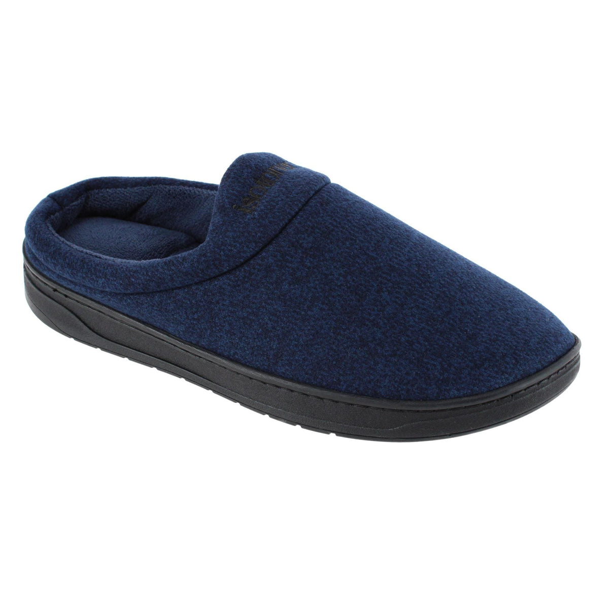 Isotoner Men's Heathered Knit Brady Hoodback Slipper - Navy Blue
