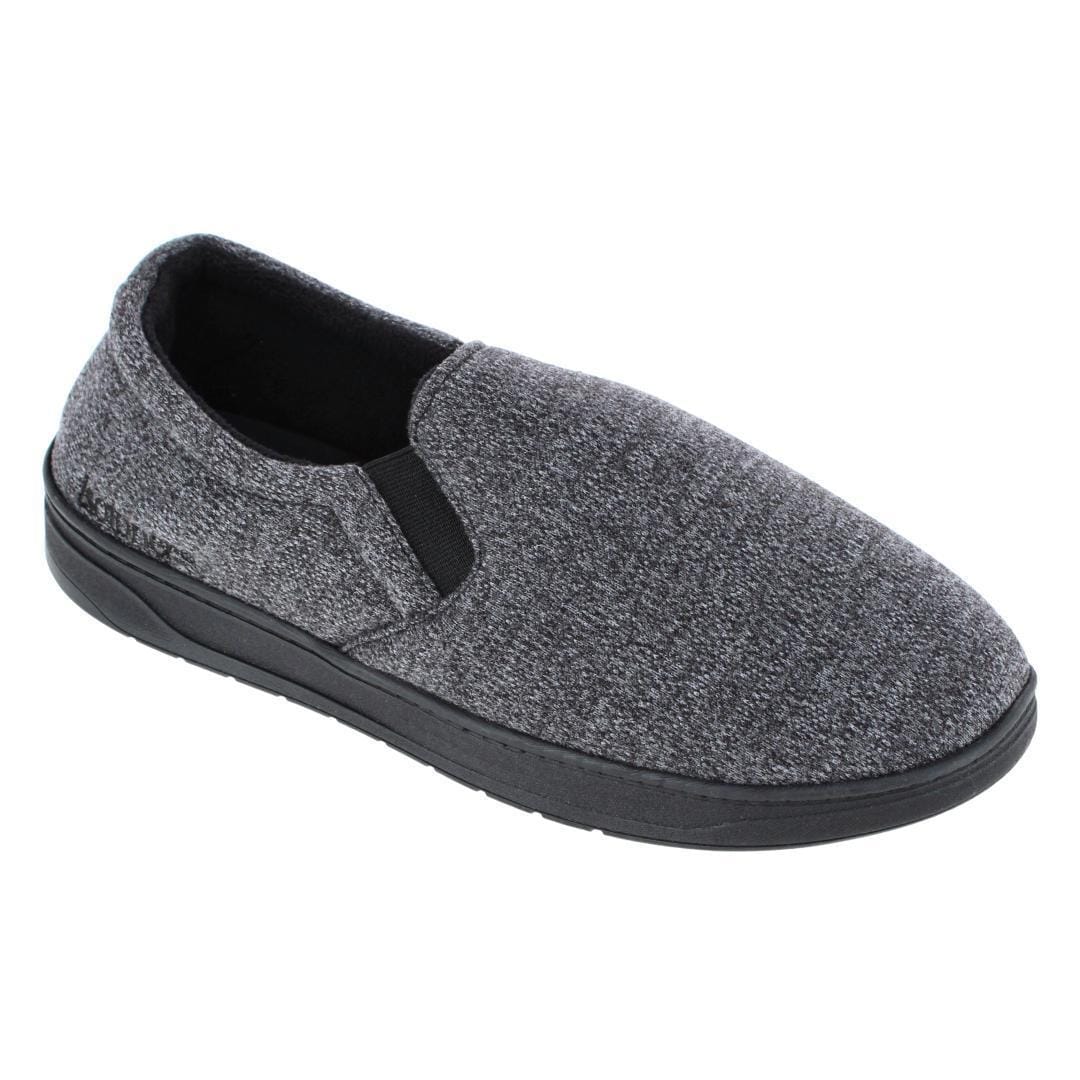 Isotoner Men's Heathered Knit Twin Gore Slipper - Black