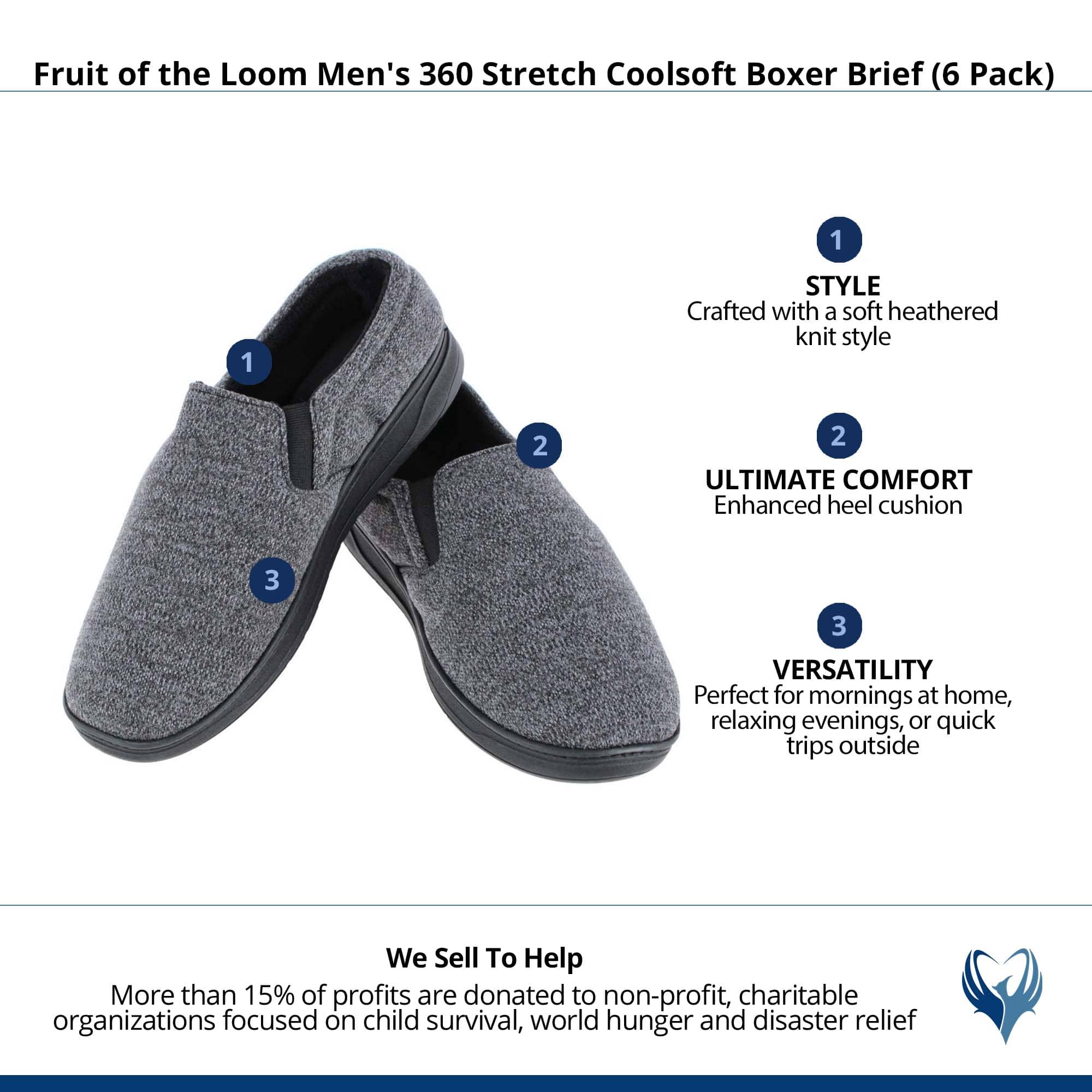 Isotoner Men's Heathered Knit Twin Gore Slipper - Black
